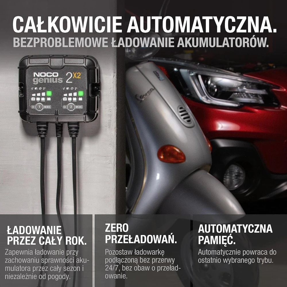 Noco GENIUS2X2 4A 2 bankų akumuliatorių įkroviklis