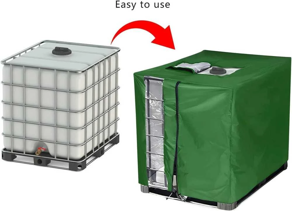 Noosverl vandeniui atspari IBC 1000 l talpos bakelio uždanga su užtrauktuku, 420D poliesteris, žalia