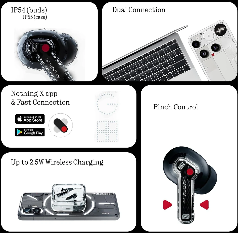 Nothing belaidės į ausis įdedamos ausinės su Bluetooth 5.3, ANC ir LDAC B171