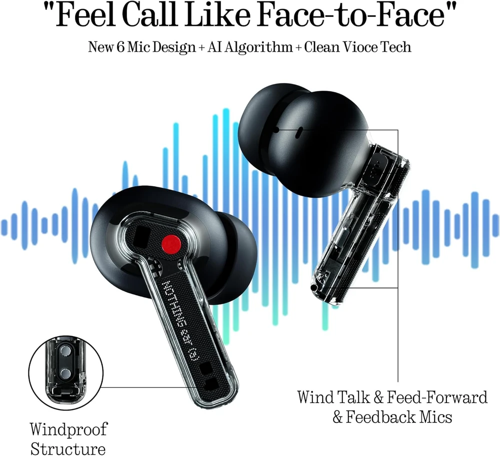 Nothing belaidės į ausis įstatomos ausinės su ANC, Bluetooth 5.3, juodos, Ear (a)