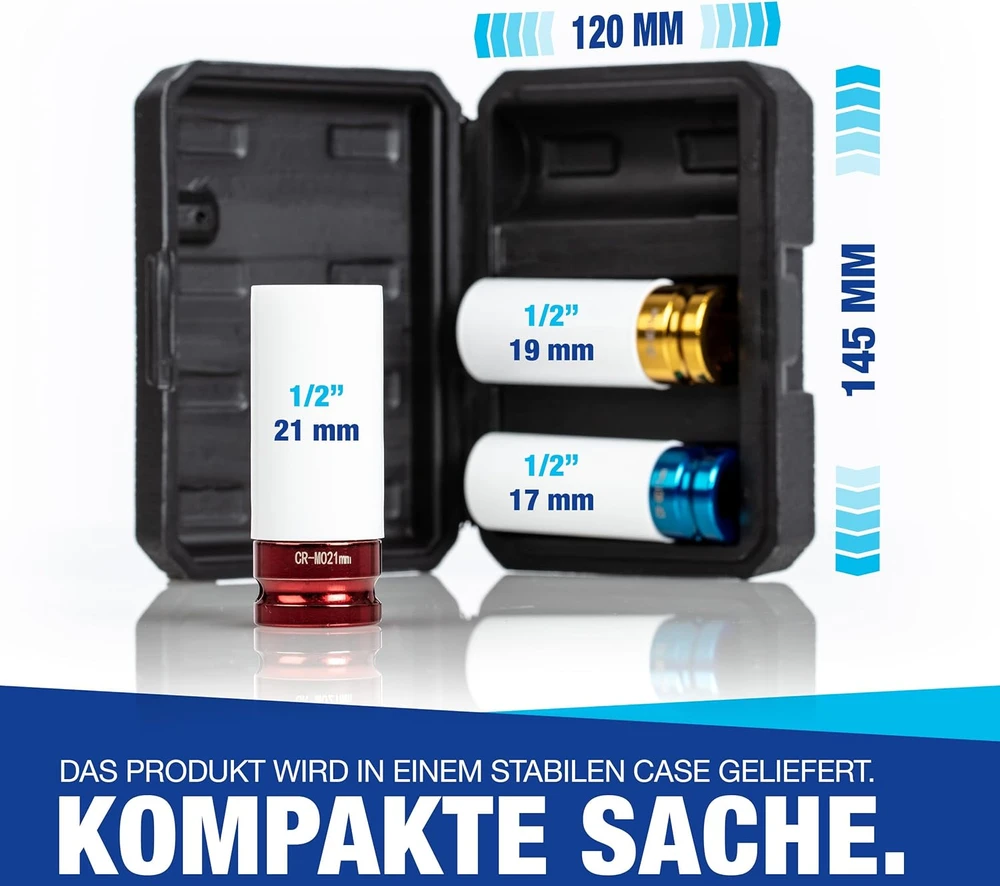 NTG apsauginių smūginių galvučių rinkinys aliuminio ratlankiams 1/2" 17–21 mm WZK.8213