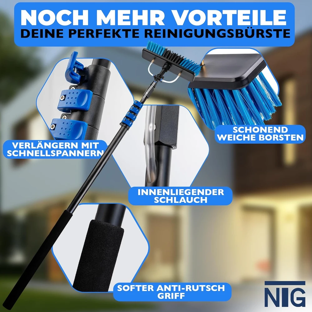 NTG teleskopinis valymo šepetys langams ir saulės moduliams su vandens jungtimi HWZ.84.87XX
