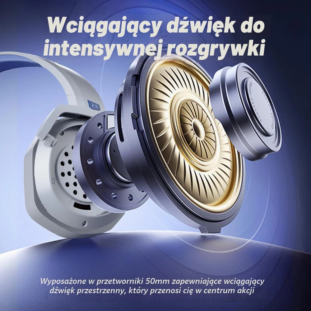 NUBWO belaidės žaidimų ausinės Bluetooth 5.3, 2,4 GHz, ANC G06