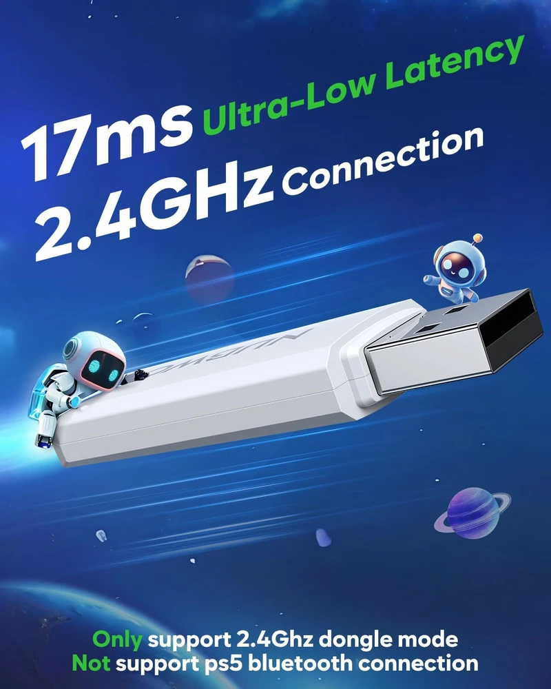 NUBWO belaidės žaidimų ausinės G06-P su įkrovimo stotele, Bluetooth 5.3