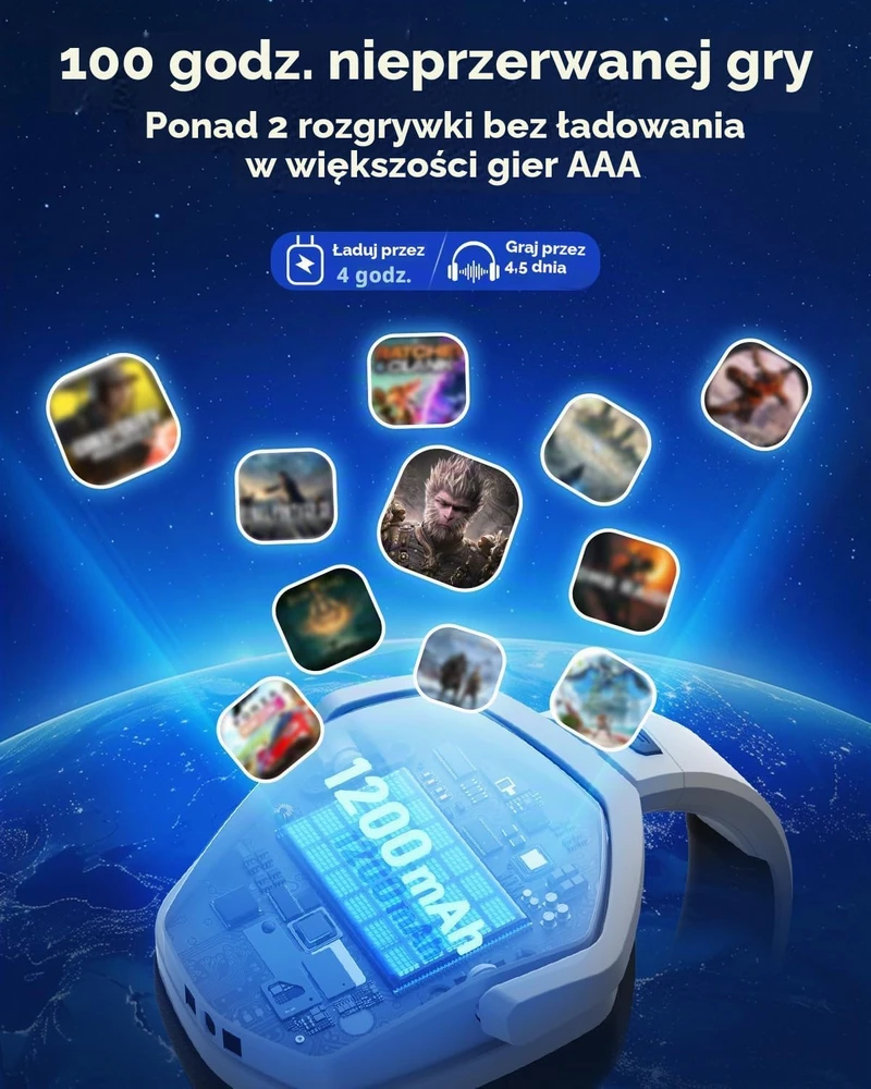 NUBWO belaidės žaidimų ausinės su mikrofonu Bluetooth 5, 2,4 GHz, 50 mm, 100 val., G06-BT