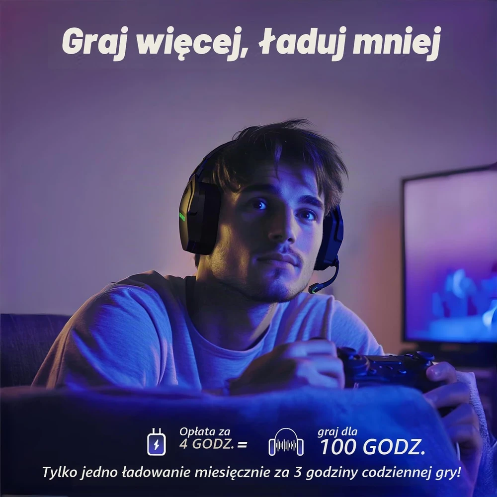 NUBWO belaidės žaidimų ausinės su mikrofonu Bluetooth 5.3 ir 2,4 GHz G06-BT
