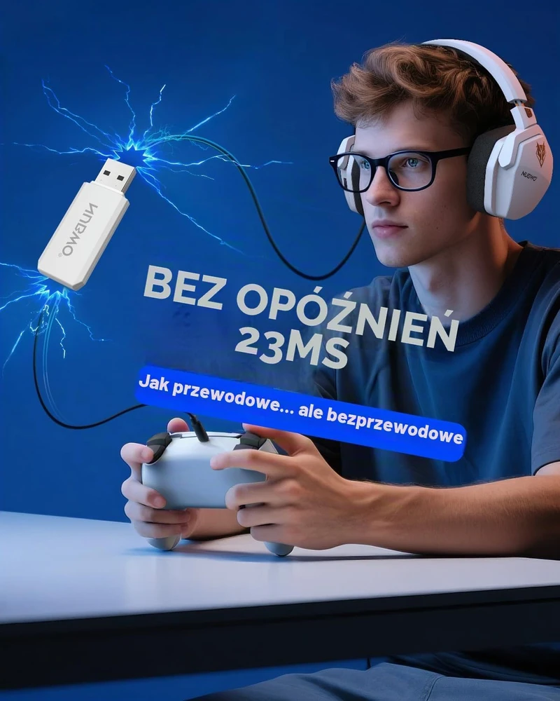 NUBWO belaidės žaidimų ausinės su mikrofonu Bluetooth 5, 2,4 GHz, 50 mm, 100 val., G06-BT