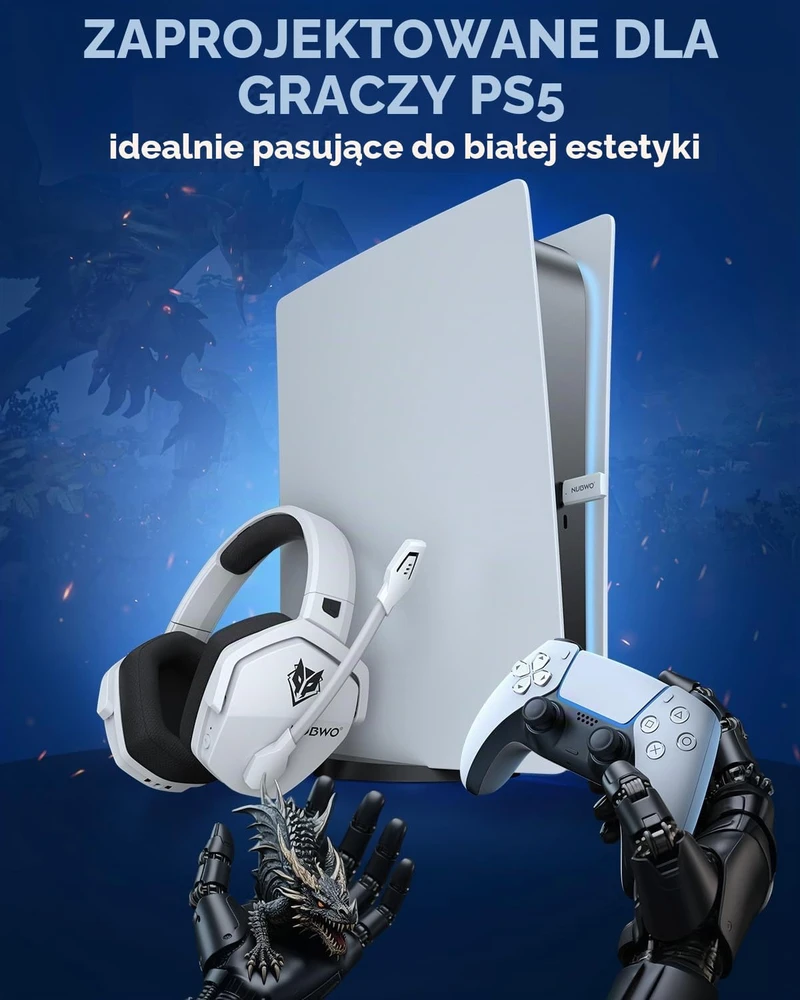 NUBWO belaidės žaidimų ausinės su mikrofonu Bluetooth 5, 2,4 GHz, 50 mm, 100 val., G06-BT