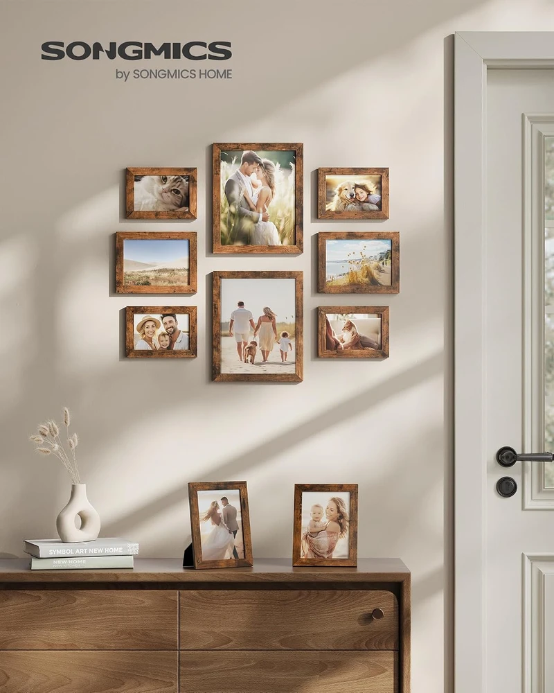 Nuotraukų rėmelis SONGMICS nuotraukų rėmelių rinkinys, 10 vnt., 20 x 25, 13 x 18 ir 10 x 15 cm