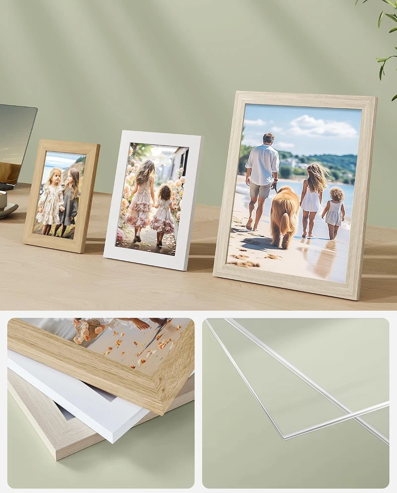 Nuotraukų rėmelis SONGMICS nuotraukų rėmelių rinkinys, 10 vnt., MDF ir plastikas, 10 x 15–20 x 25 cm