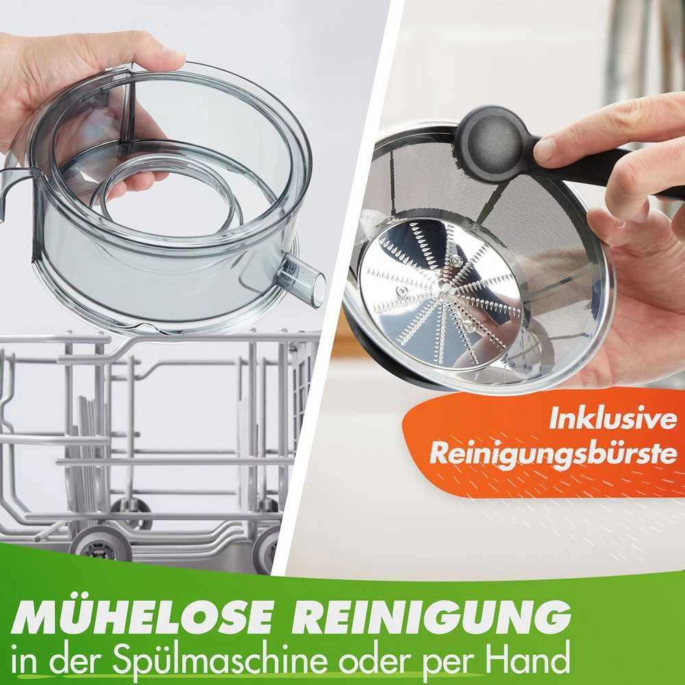 Nutrilovers sulčiaspaudė su plieniniu XXL sieteliu, išoriniu nuosėdų indu, 800 W, QUICK-JUICER MAX