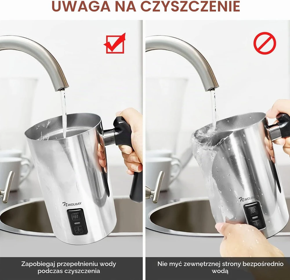 NWOUIIAY elektrinis pieno plakiklis 500 W, 240 ml, karštam ir šaltam pienui, MMF-003B