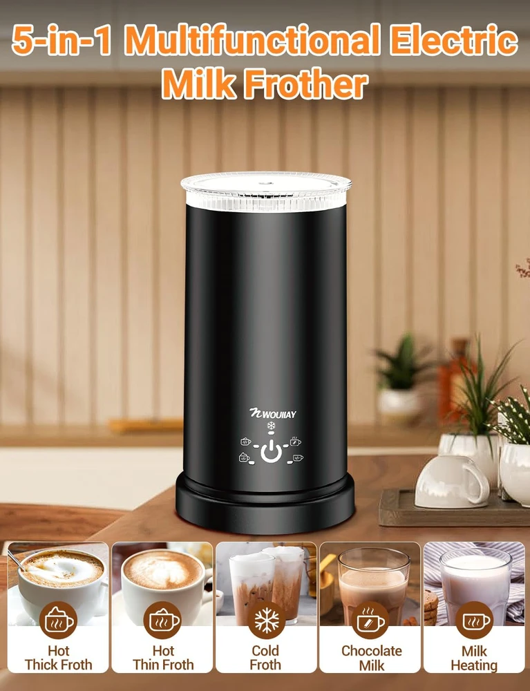 NWOUIIAY elektrinis pieno putų plakiklis 5 viename, 600 W, 350 ml, modelis 5173