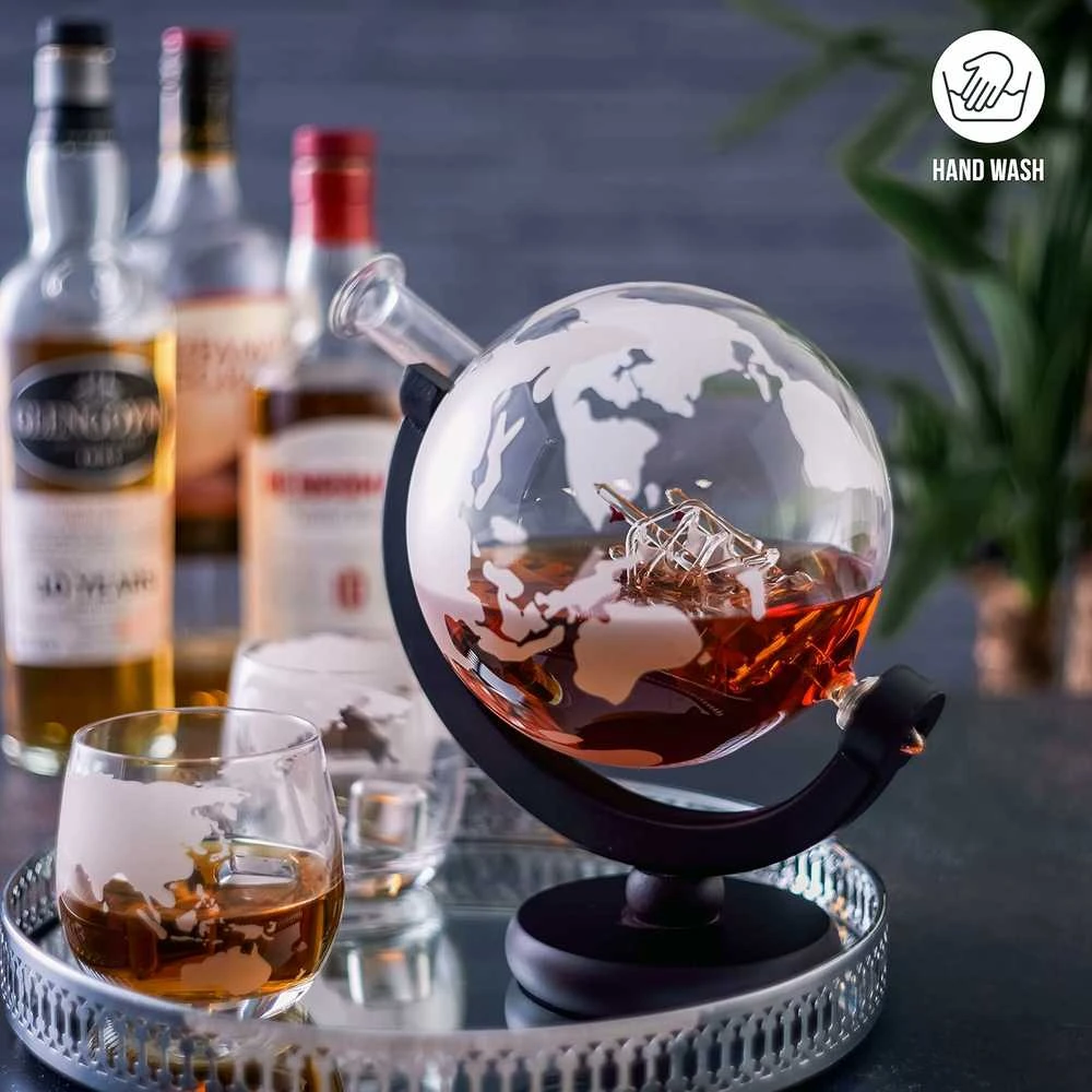 Oak & Steel – „Globe“ viskio dekanteris