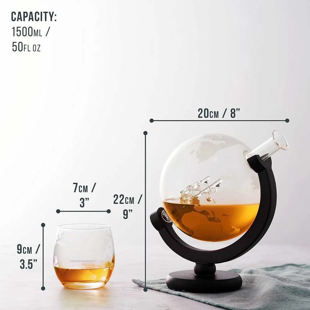 Oak & Steel – „Globe“ viskio dekanteris