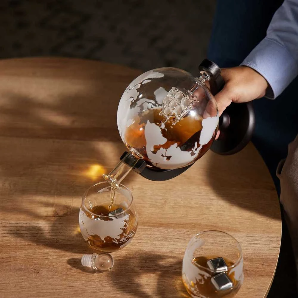 Oak & Steel – „Globe“ viskio dekanteris