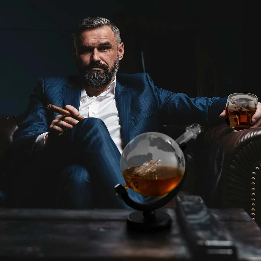 Oak & Steel – „Globe“ viskio dekanteris