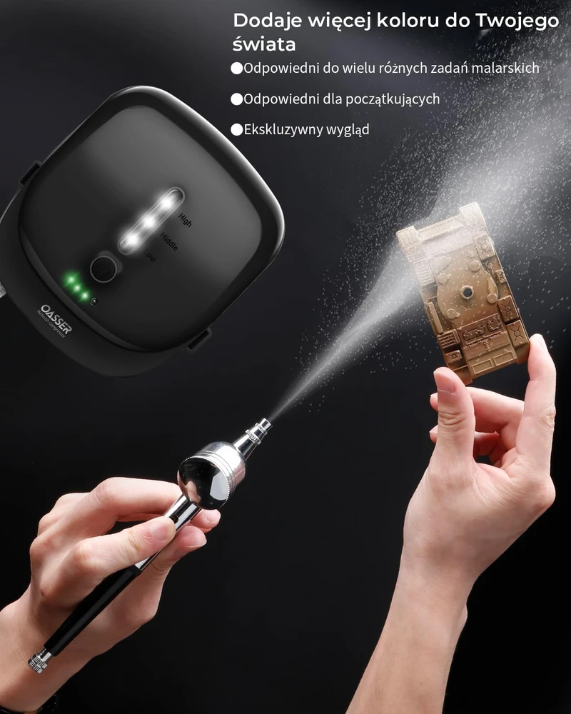 Oasser belaidis aerografo rinkinys su kompresoriumi 1000 mAh, 2–15 PSI, HS-M901