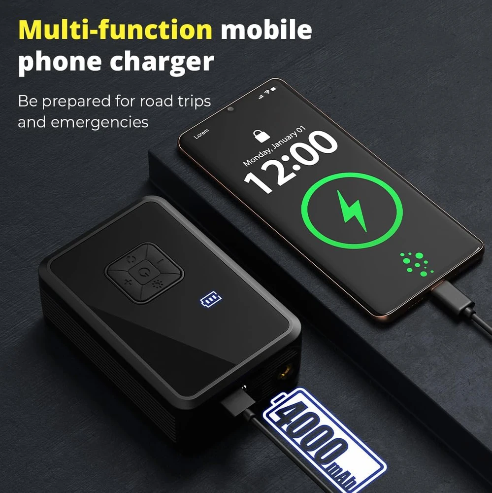 Oasser belaidis oro kompresorius padangoms 150 PSI, 3000 mAh, USB-C, LS4102