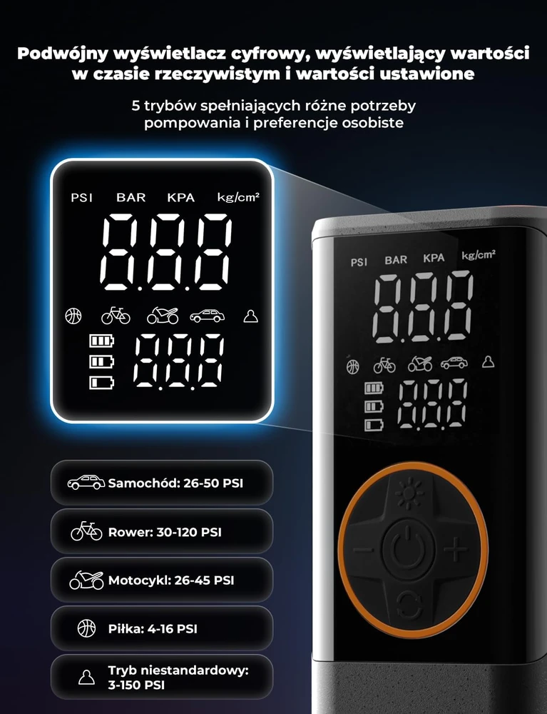 Oasser nešiojamas oro kompresorius 6000 mAh, 150 PSI, 12 V, MS22C-203B