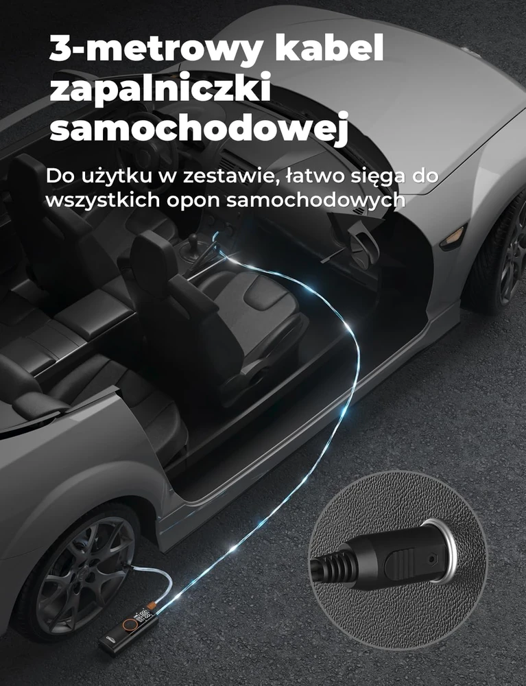 Oasser nešiojamas oro kompresorius 6000 mAh, 150 PSI, 12 V, MS22C-203B