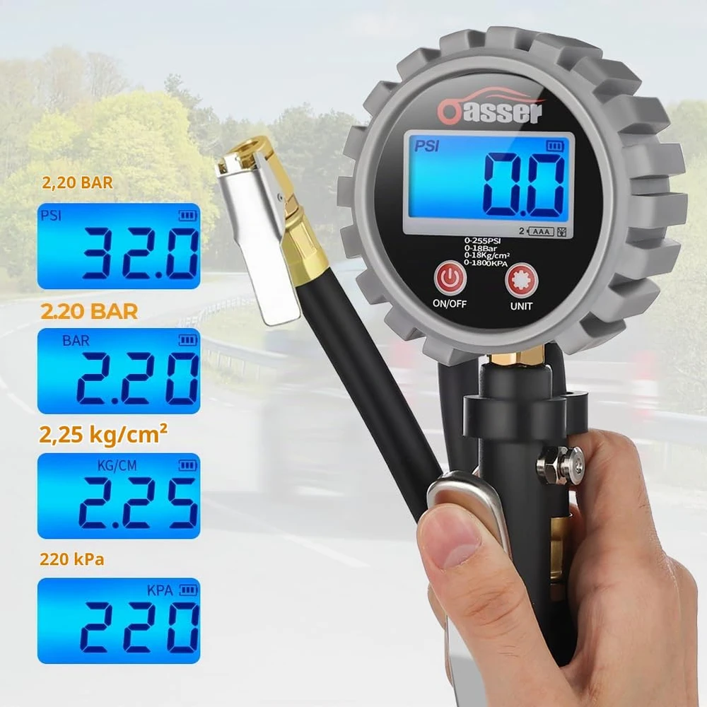 Oasser skaitmeninis padangų manometras su pripūtimo funkcija 255 PSI UN-9604B-1