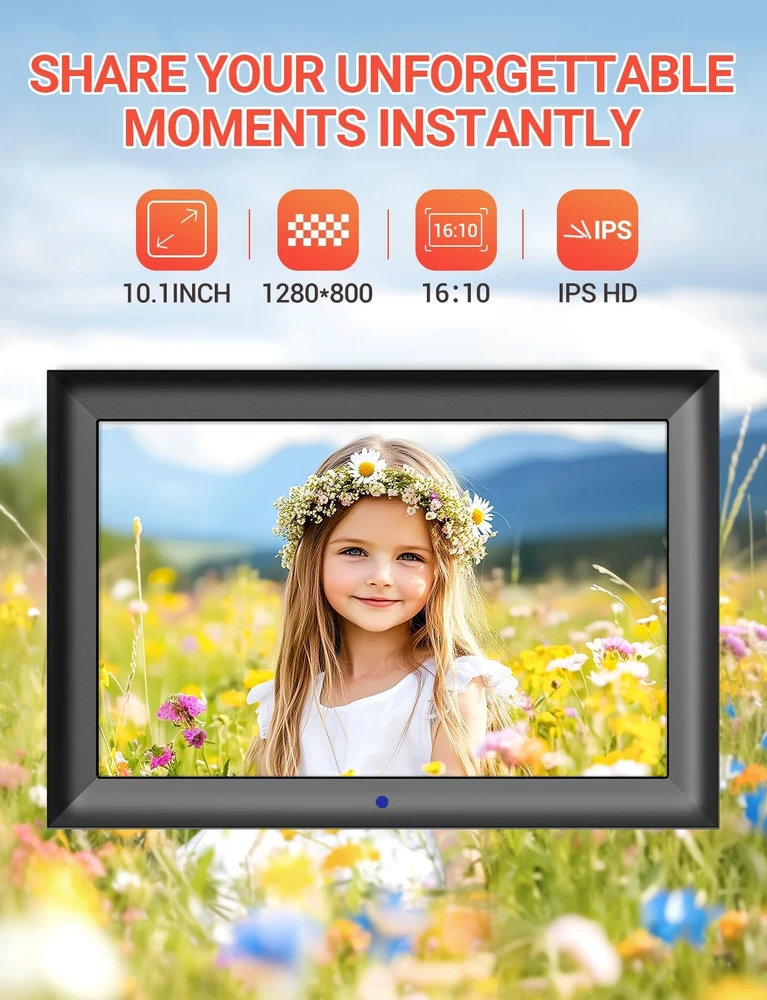 OBVHNUA skaitmeninis nuotraukų rėmelis 10.1 col., 32 GB, 1280 × 800, DZXK03