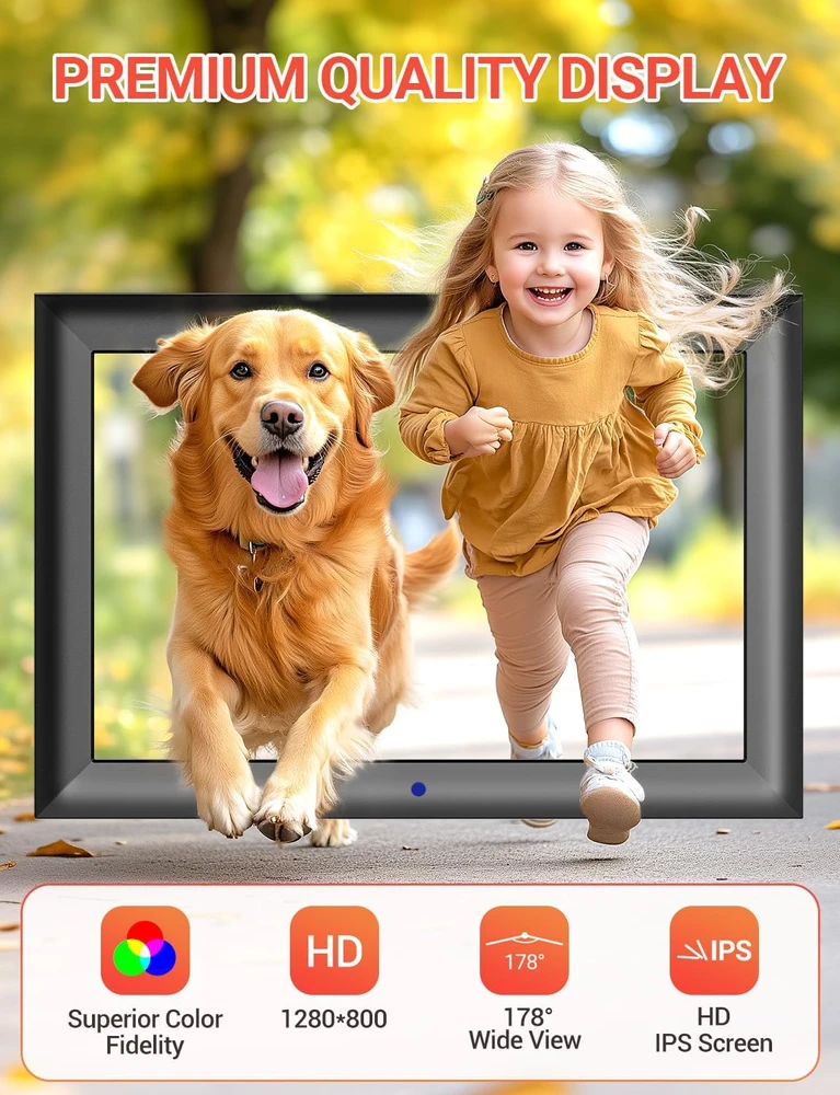 OBVHNUA skaitmeninis nuotraukų rėmelis 10.1 col., 32 GB, 1280 × 800, DZXK03