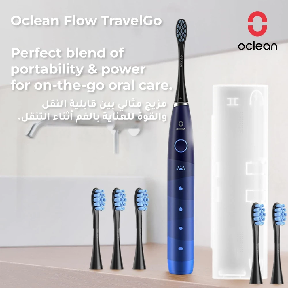 Oclean soninis elektrinis dantų šepetėlis TravelGo Flow Set Mėlyna, 5 režimai, IPX7