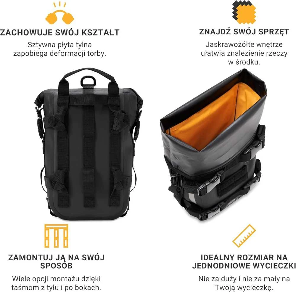 Odinsberg universalus vandeniui atsparus 7L motociklo krepšys, juodas, TPU