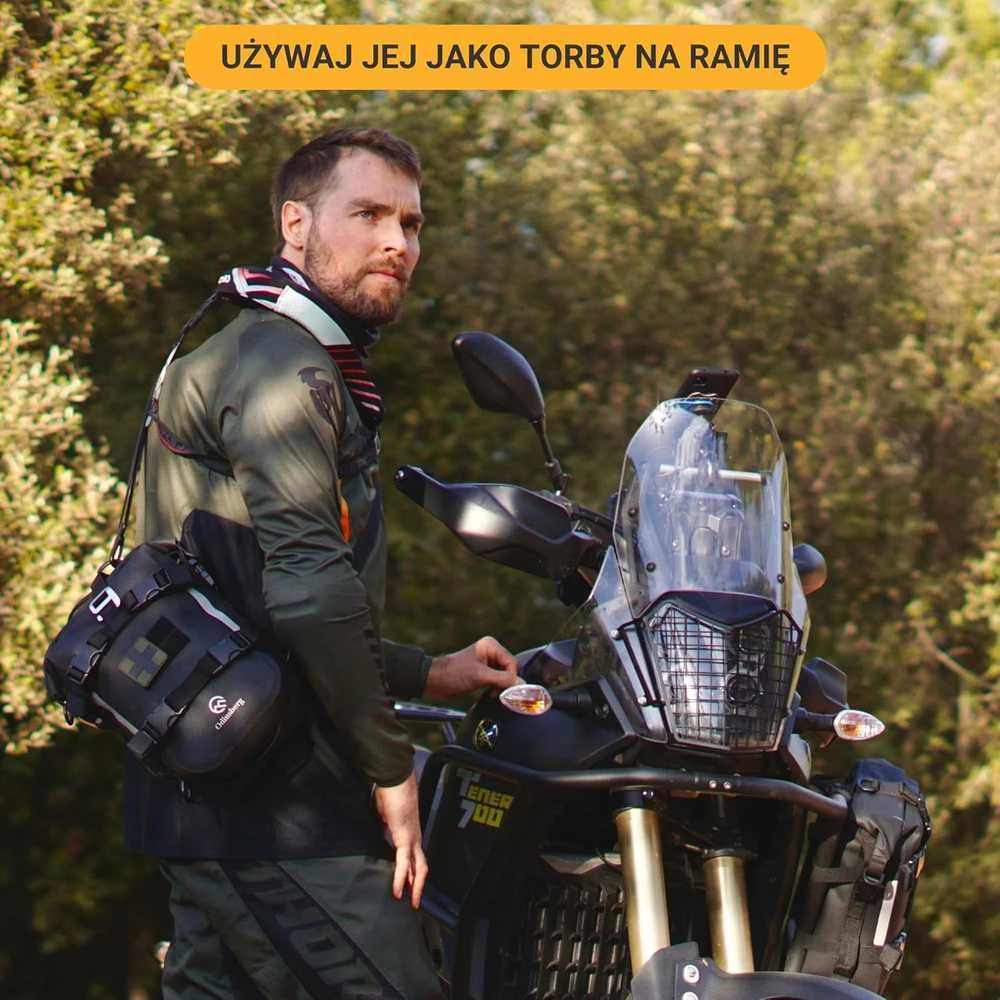 Odinsberg universalus vandeniui atsparus 7L motociklo krepšys, juodas, TPU