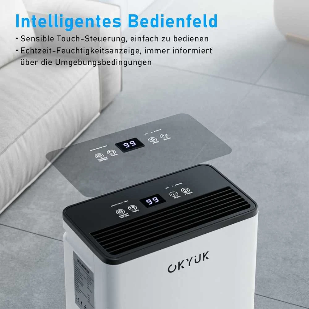 OKYUK 12 l elektrinis oro sausintuvas su higrostatu, 190 W, 2.5 l bakelis, baltas