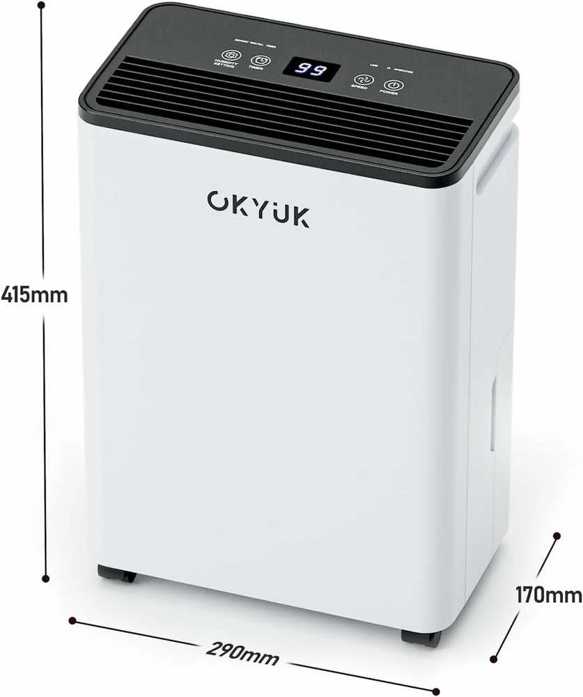 OKYUK 12 l elektrinis oro sausintuvas su higrostatu, 190 W, 2.5 l bakelis, baltas