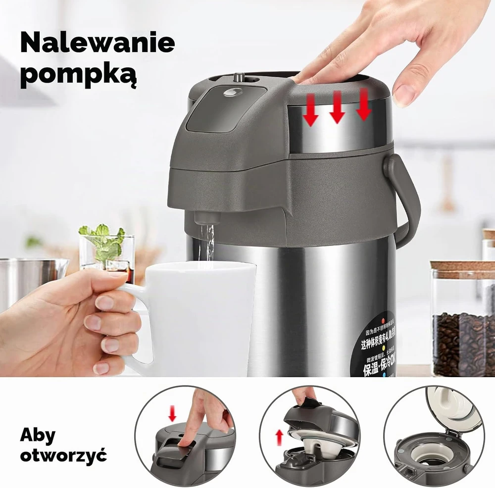 Olerd termosinis ąsotis su pompa, 3 l, vakuuminė izoliacija, 971