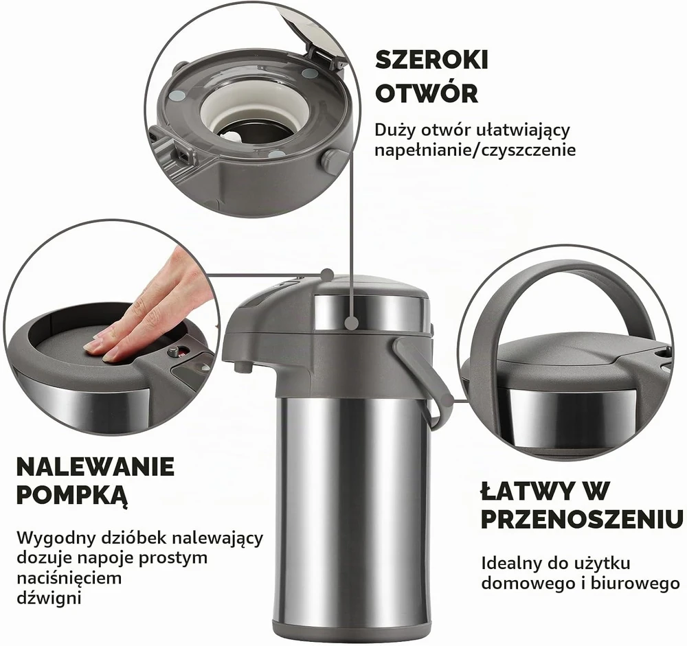 Olerd termosinis ąsotis su pompa, 3 l, vakuuminė izoliacija, 971