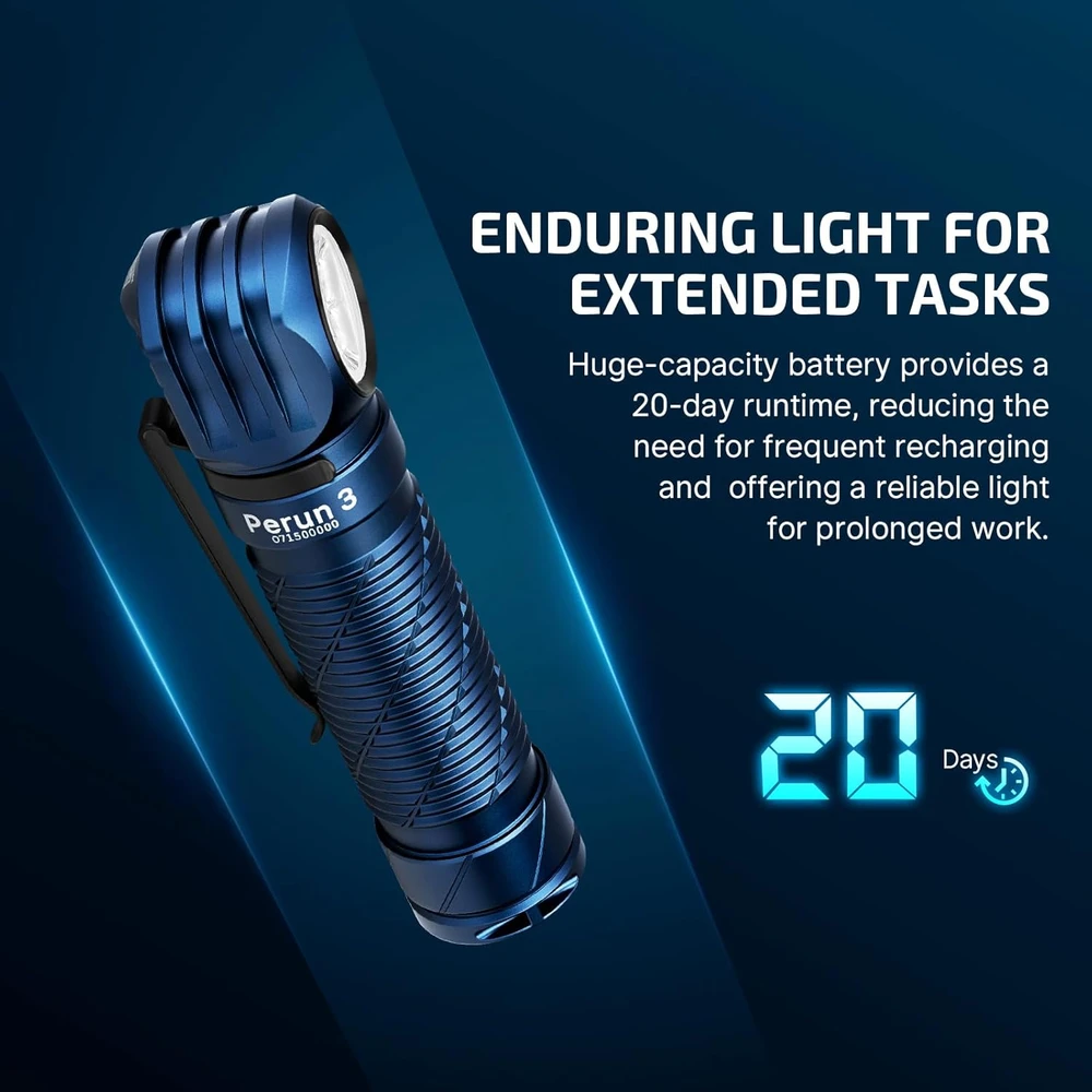 Olight LED prožektorius ant galvos, 3000 lm, 5000 mAh akumuliatorius, IP68, Perun 3