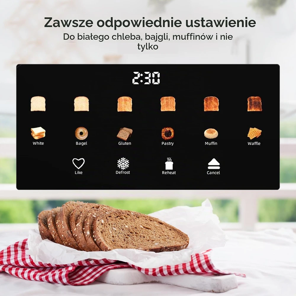 Olvy 4 riekelių skrudintuvas su LCD laikmačiu, 1500 W, 6 skrudinimo lygiai, T-40T