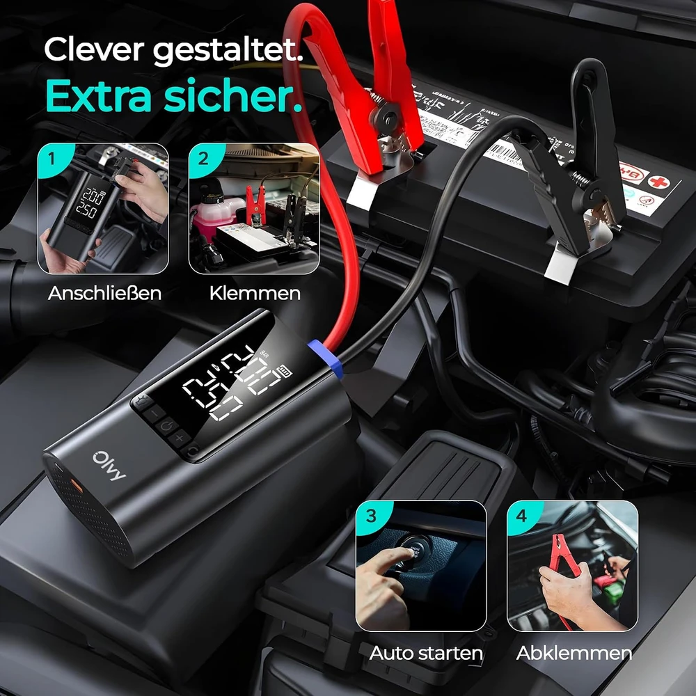 Olvy 4 viename automobilio užvedimo įrenginys su oro kompresoriumi 1500 A BR12