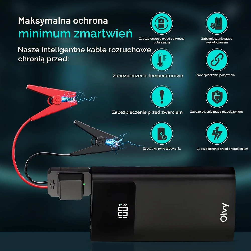 Olvy akumuliatoriaus paleidimo įrenginys, 10 000 mAh, 1 500 A, QS01