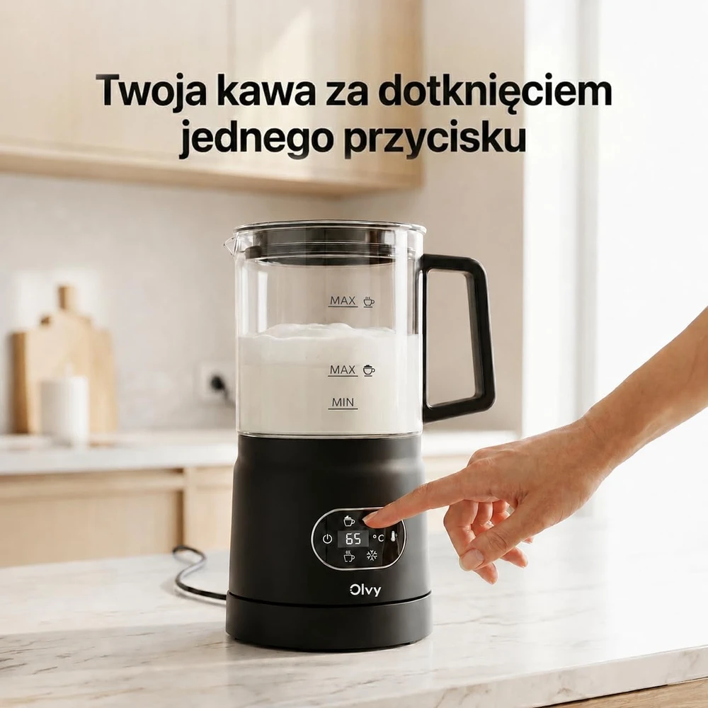 Olvy elektrinis pieno plaktuvas 500 W, 400 ml, karštoms ir šaltoms putoms DS-M0205