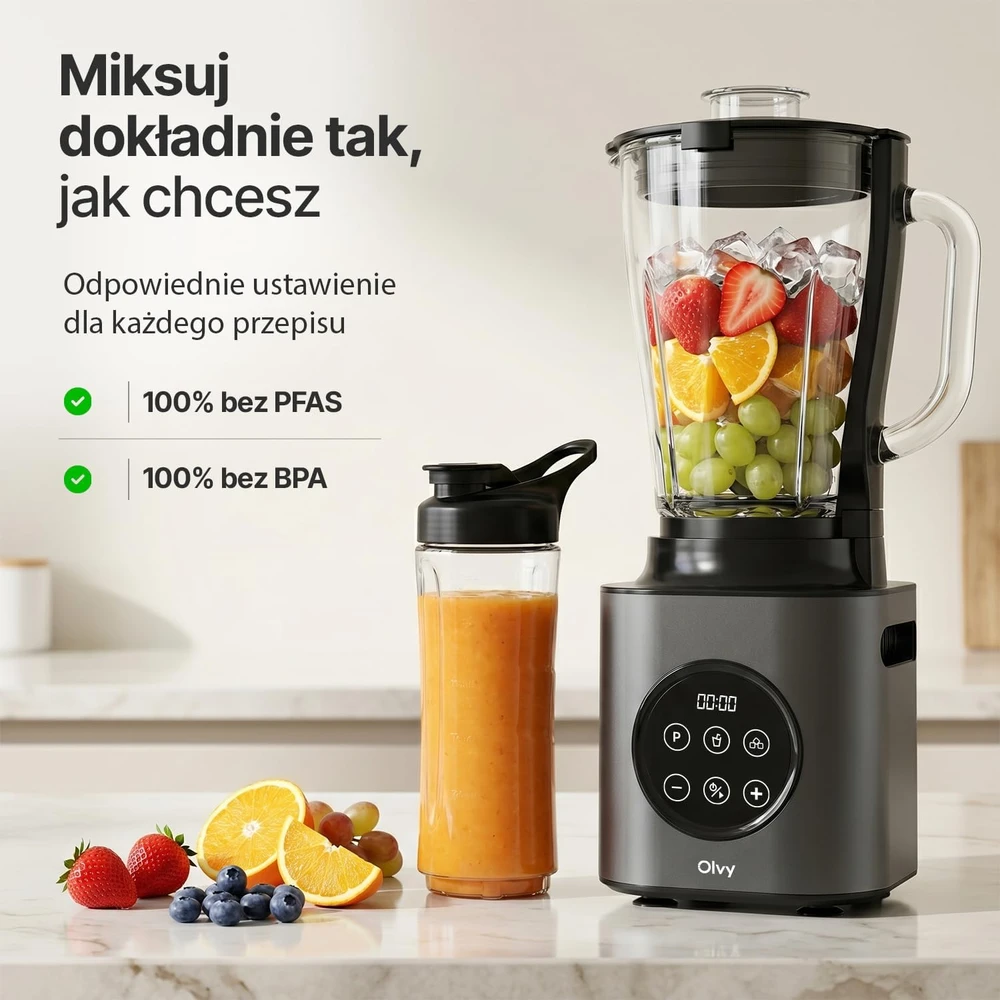 Olvy kokteilių plaktuvas su stikliniu 1.5 l indu, 1000 W, 9 greičiai, BL640C