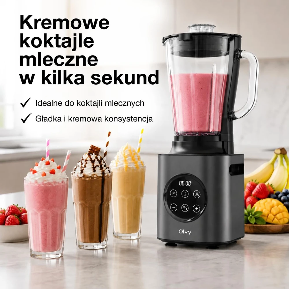 Olvy kokteilių plaktuvas su stikliniu 1.5 l indu, 1000 W, 9 greičiai, BL640C