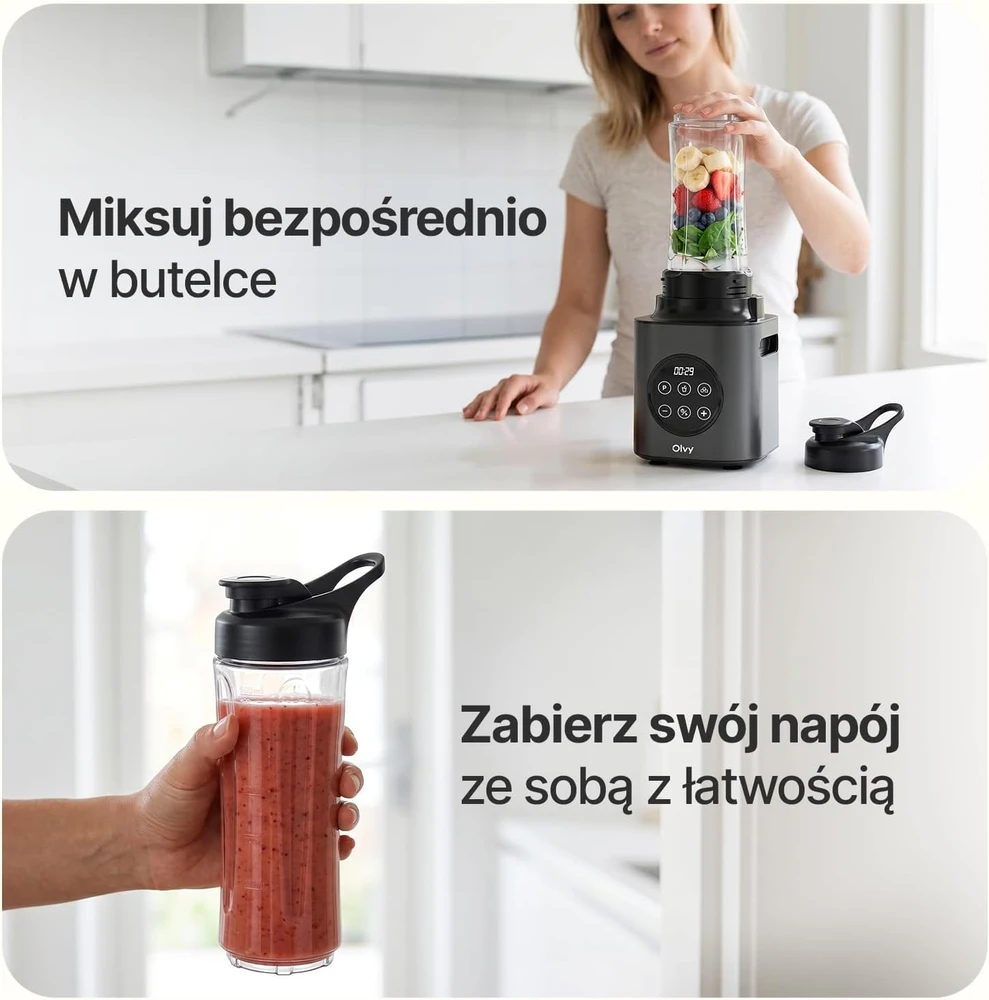 Olvy kokteilių plaktuvas su stikliniu 1.5 l indu, 1000 W, 9 greičiai, BL640C