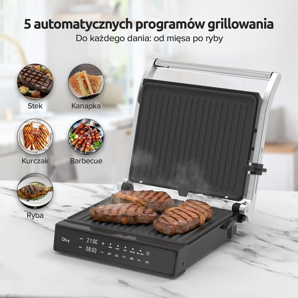 Olvy kontaktinis elektrinis grilis 2000 W su 5 programomis JPM-168A