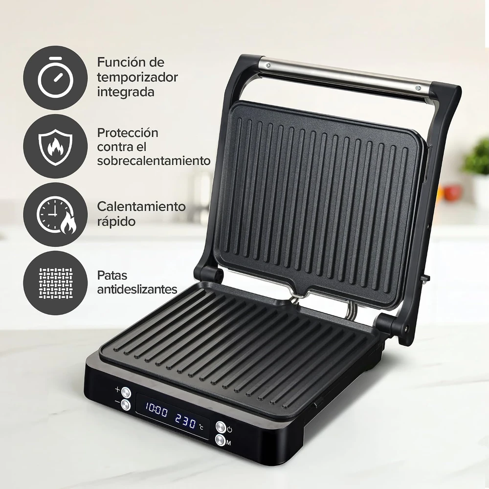Olvy kontaktinis grilis ir sumuštinių keptuvas XL 2000 W, 4 sumuštiniams, ZJ-529