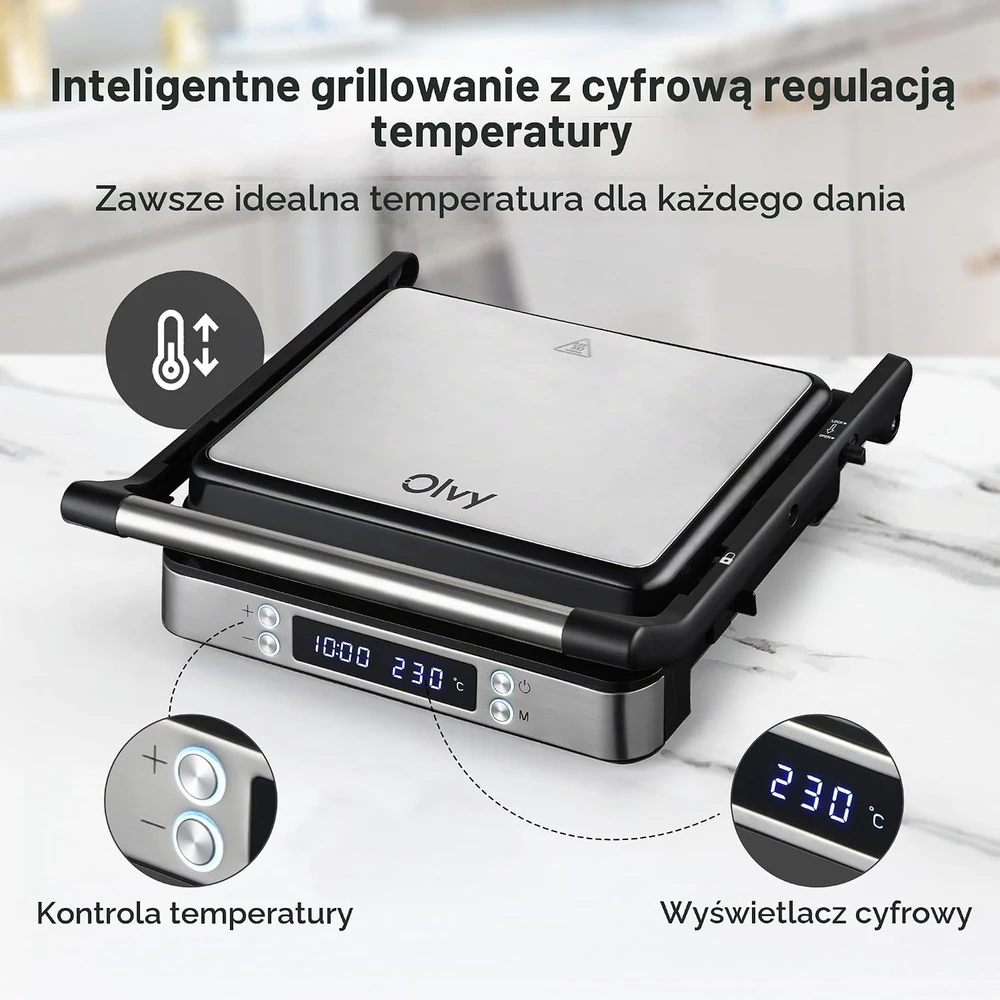 Olvy kontaktinis grilis ir sumuštinių keptuvė 3 viename, 2000 W, ZJ-529