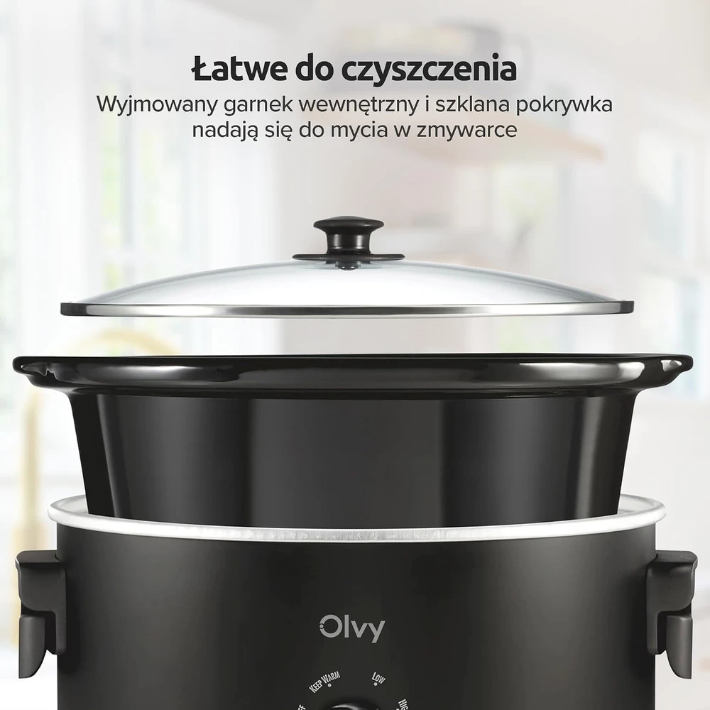 Olvy lėto virimo puodas 6 l su keraminiu indu, 3 temperatūros režimai CESC0602