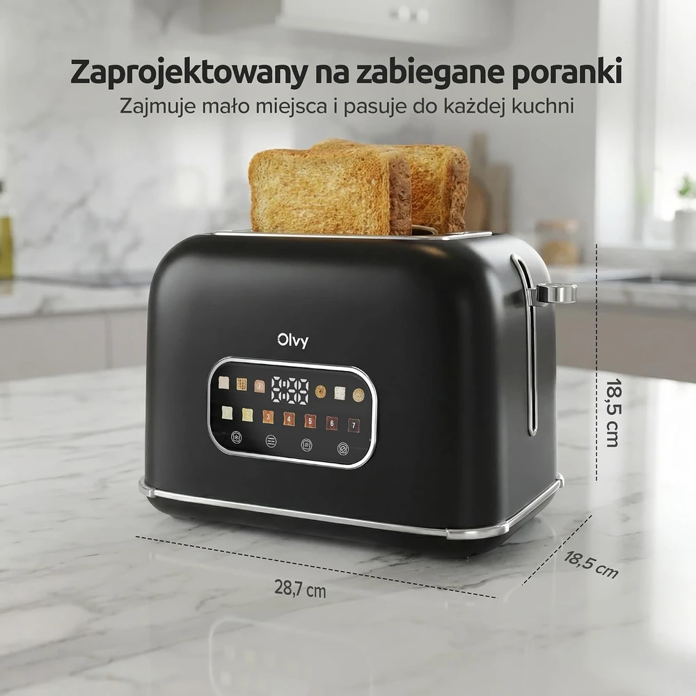 Olvy skrudintuvas 2 riekėms su LCD ekranu, 900 W, 7 skrudinimo lygiai, OP-898