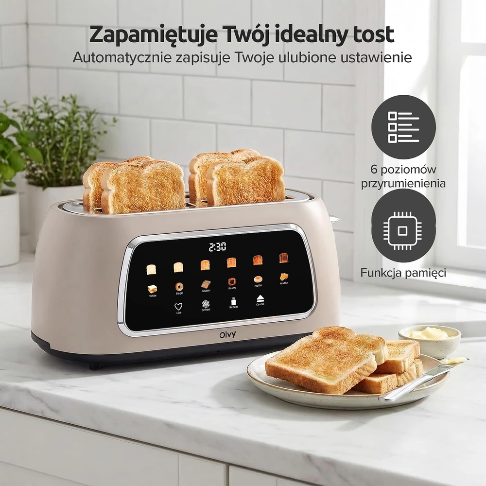 Olvy skrudintuvas 4 riekėms su LCD ekranu, laikmačiu, 1500 W, T-40T