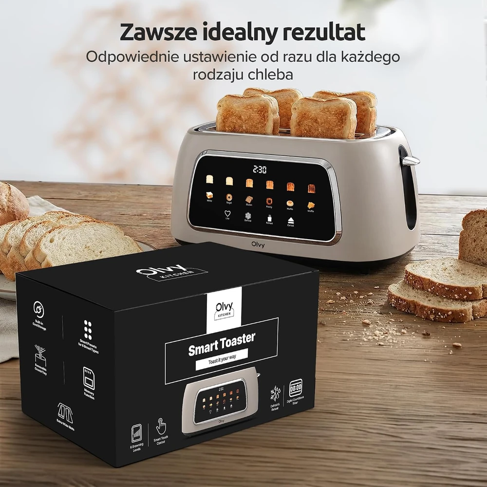 Olvy skrudintuvas 4 riekėms su LCD ekranu, laikmačiu, 1500 W, T-40T